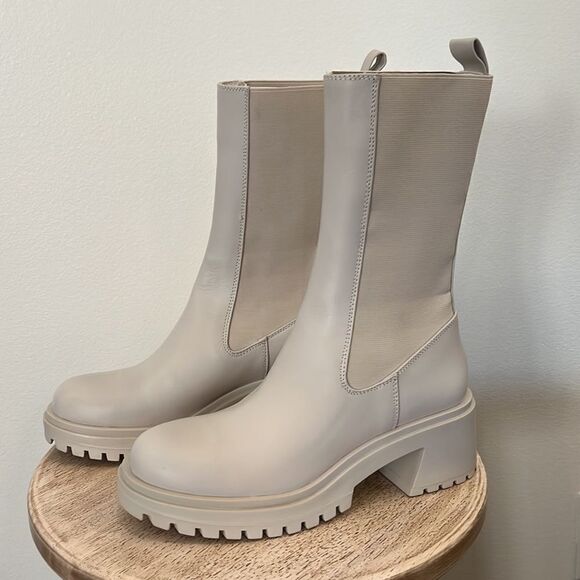 Steve Madden Hesitant Lug Mid Calf Boot Bone Leather Size 8.5 NIB - Picture 6 of 11